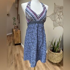 Athleta Halter Tie Pack Everywhere Purple Print Midi Dress